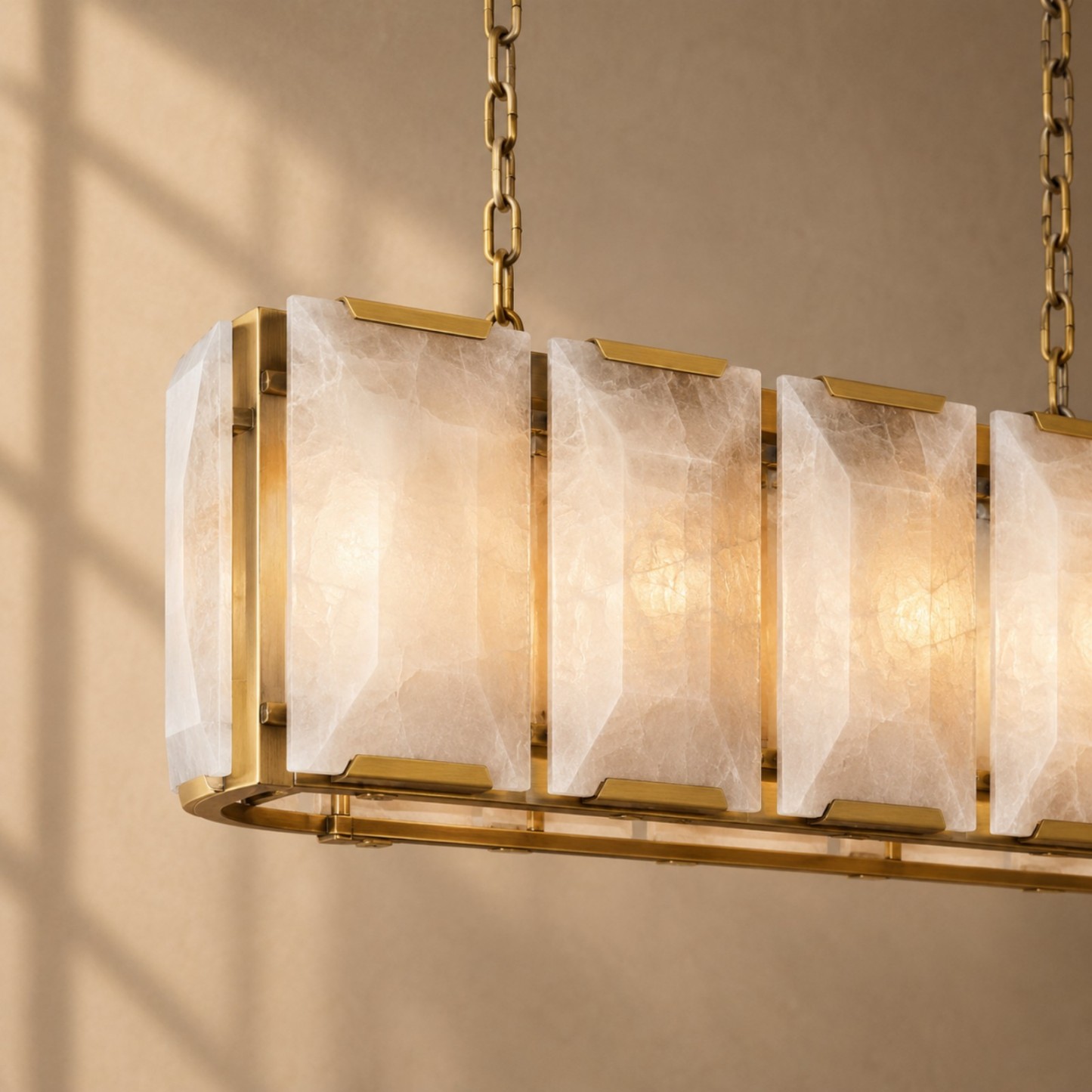 Kiko Calcite Rectangular Chandelier 62"