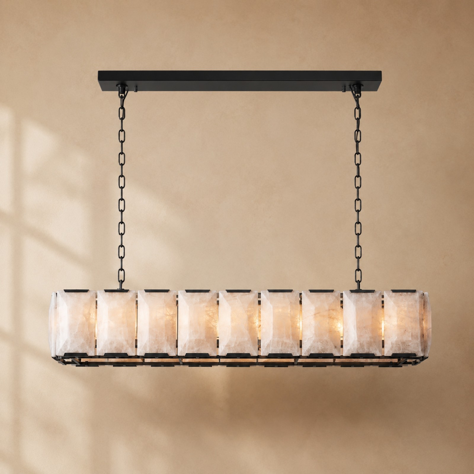 Kiko Calcite Rectangular Chandelier 62"