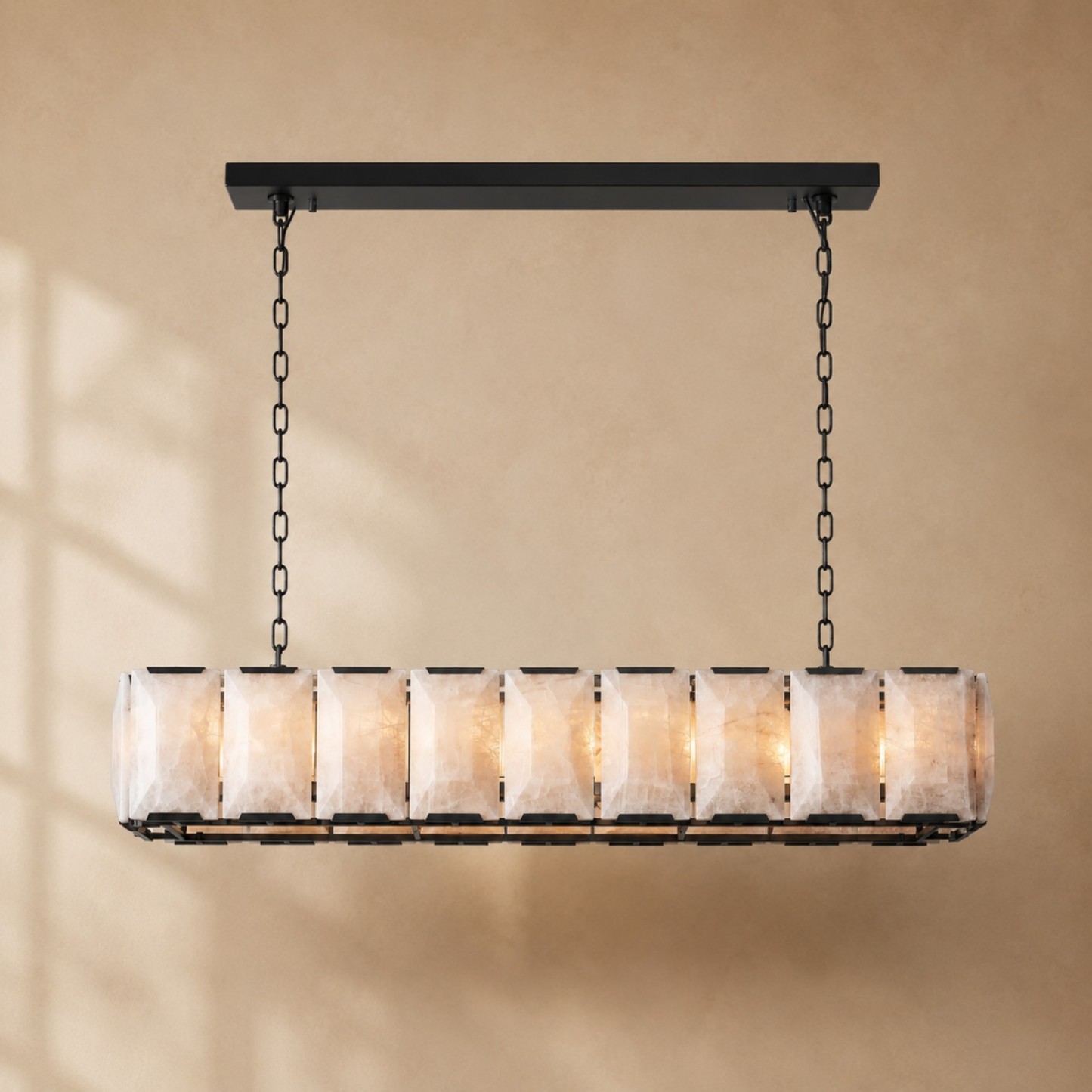 Kiko Calcite Rectangular Chandelier 62"