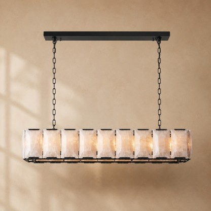 Kiko Calcite Rectangular Chandelier 62"
