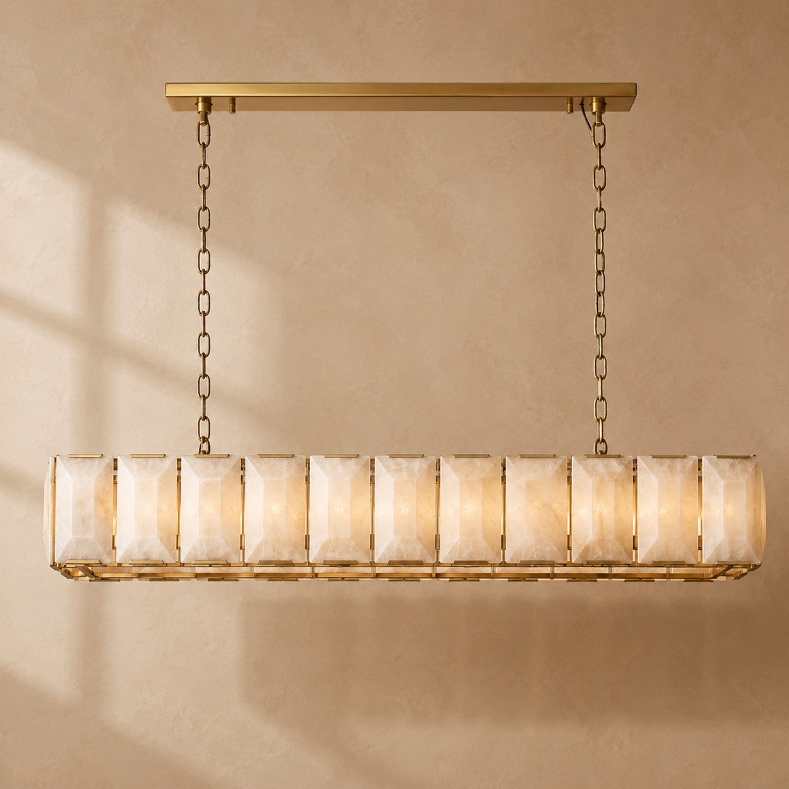 Kiko Calcite Rectangular Chandelier 62"