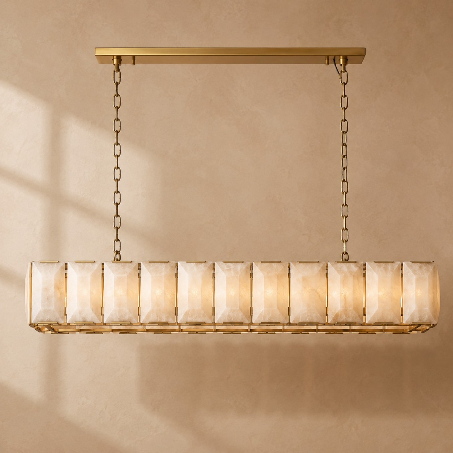 Kiko Calcite Rectangular Chandelier 62"