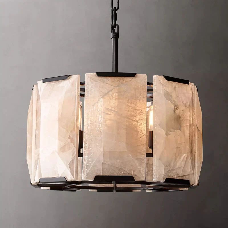 Kiko Calcite Round Chandelier 19"