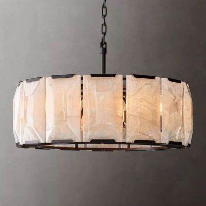 Kiko Calcite Round Chandelier 31"-Fullstarlighting