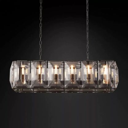 Kiko Crystal Rectangular Chandelier 42"-Fullstarlighting