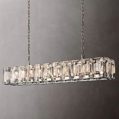 Kiko Crystal Rectangular Chandelier 74"-Fullstarlighting