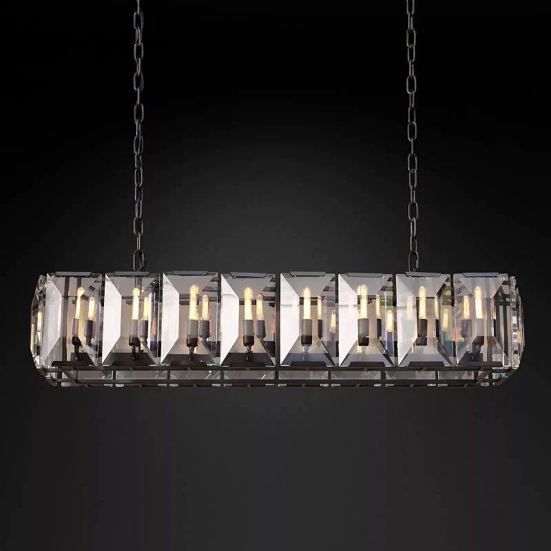 Kiko Crystal Rectangular Chandelier 54"-Fullstarlighting