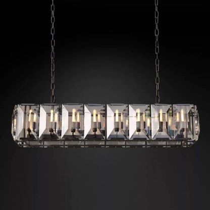 Kiko Crystal Rectangular Chandelier 54"-Fullstarlighting