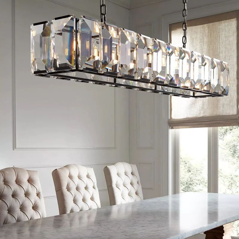 Kiko Crystal Rectangular Chandelier 74"-Fullstarlighting