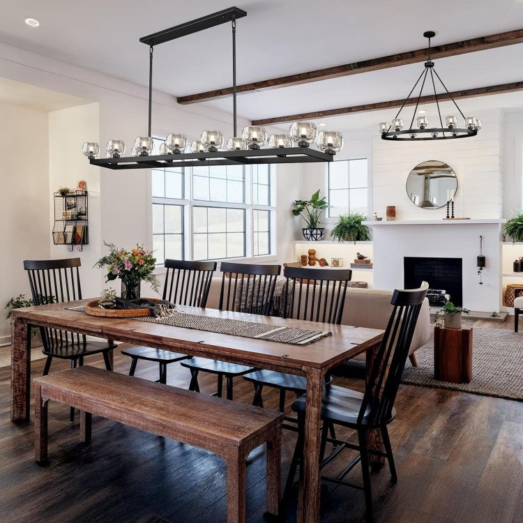 Wagon Wheel Crystal Linear Chandelier 59" 72"