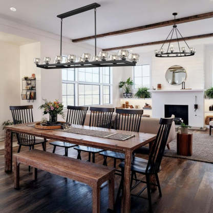 Wagon Wheel Crystal Linear Chandelier 59" 72"