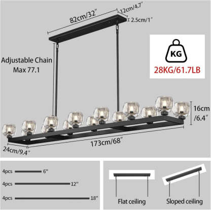 Aurevon Crystal Linear Chandelier 59″ / 72″-Fullstarlighting