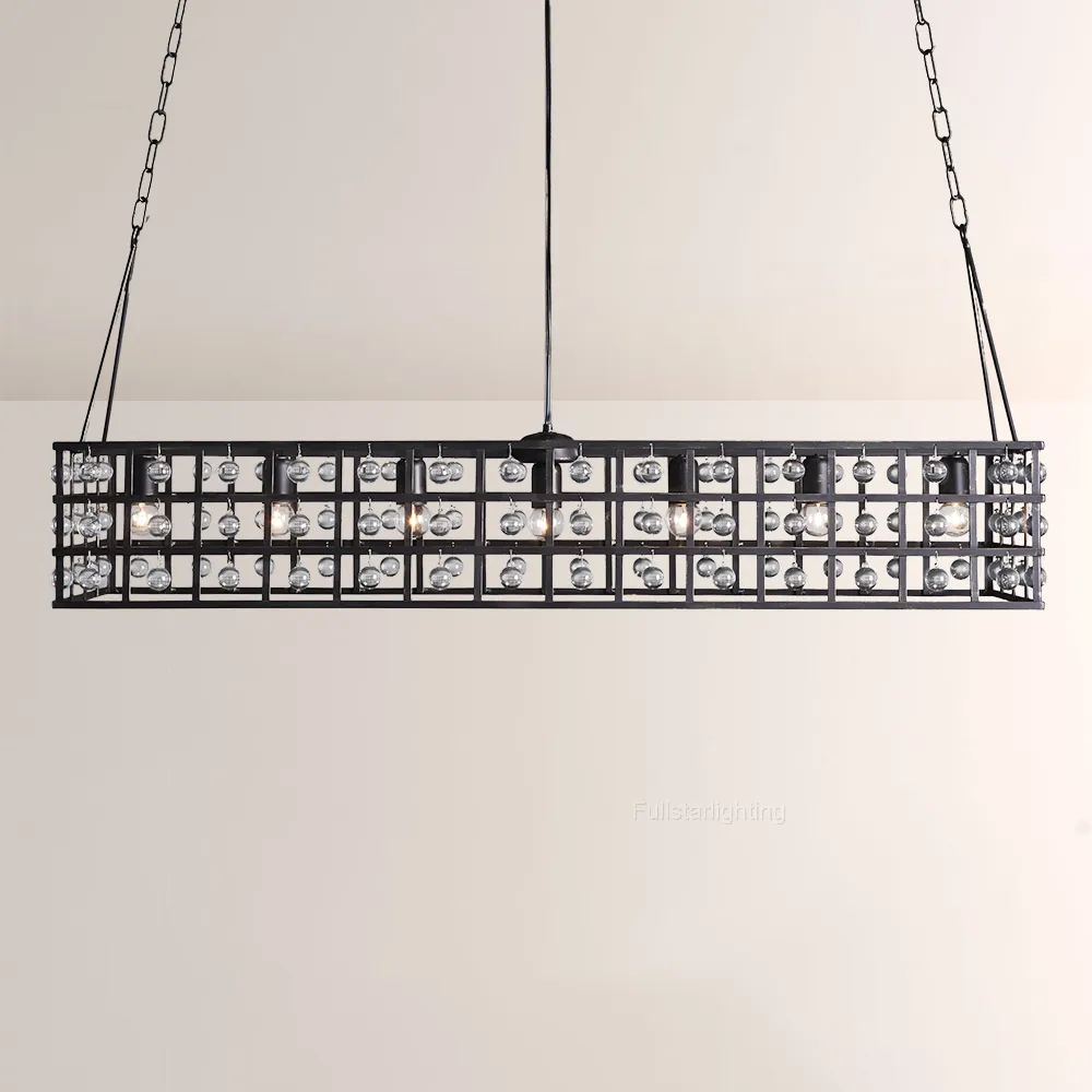 La Cage Rectangular Chandelier,rustic chandeliers，Retro lron chandelier