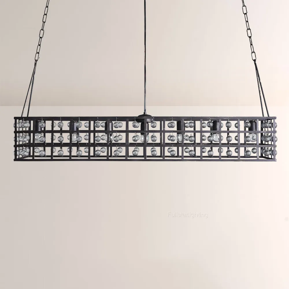 La Cage Rectangular Chandelier,rustic chandeliers，Retro lron chandelier