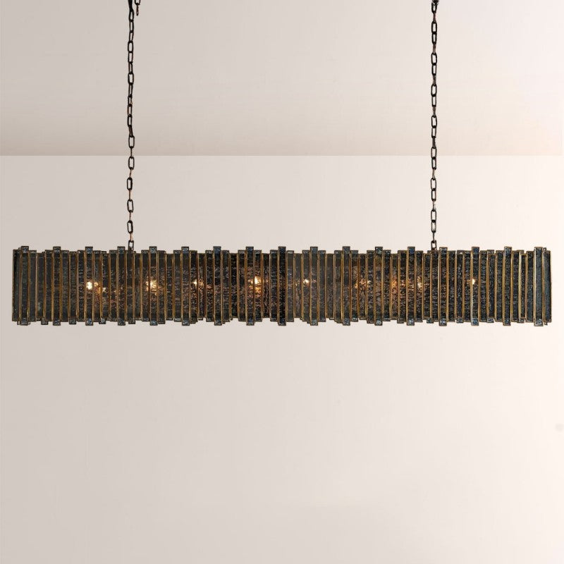 Laile Rectangular Glass Chandelier-Fullstarlighting