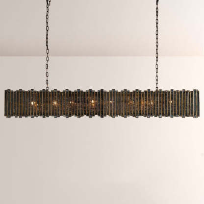 Laile Rectangular Glass Chandelier-Fullstarlighting