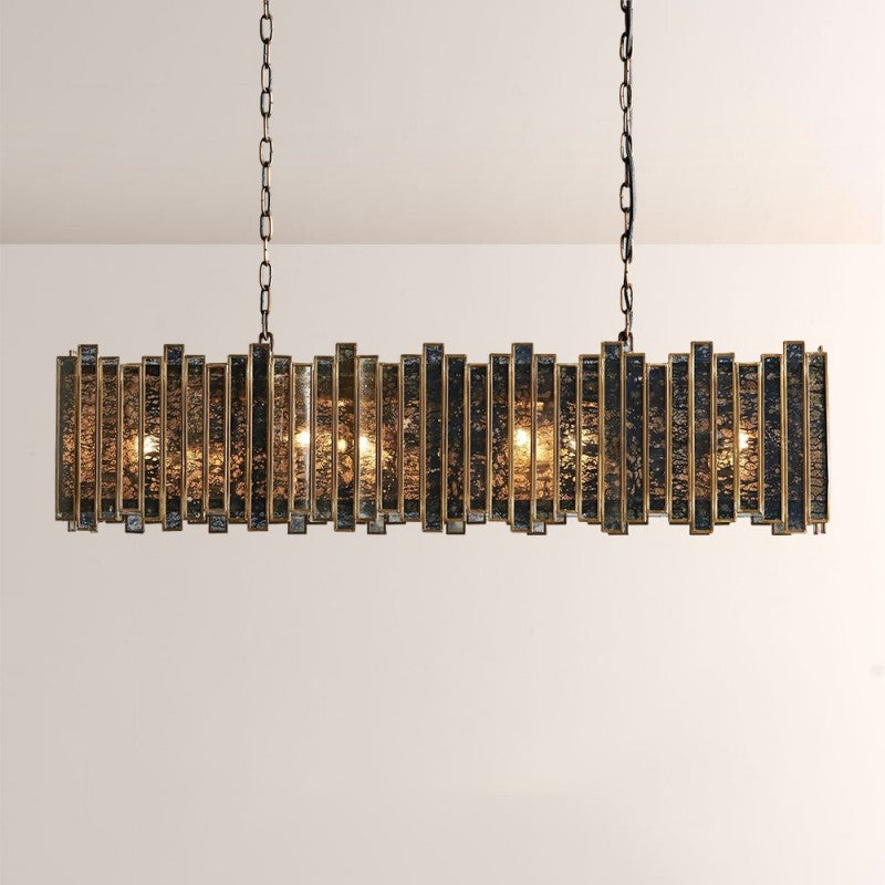 Laile Rectangular Glass Chandelier-Fullstarlighting