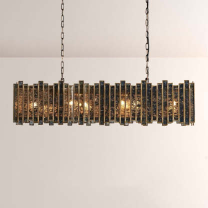 Laile Rectangular Glass Chandelier-Fullstarlighting