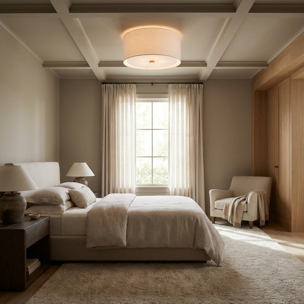 Linem Linen Flush Mount-Fullstarlighting