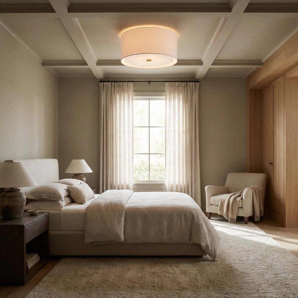 Linem Linen Flush Mount-Fullstarlighting