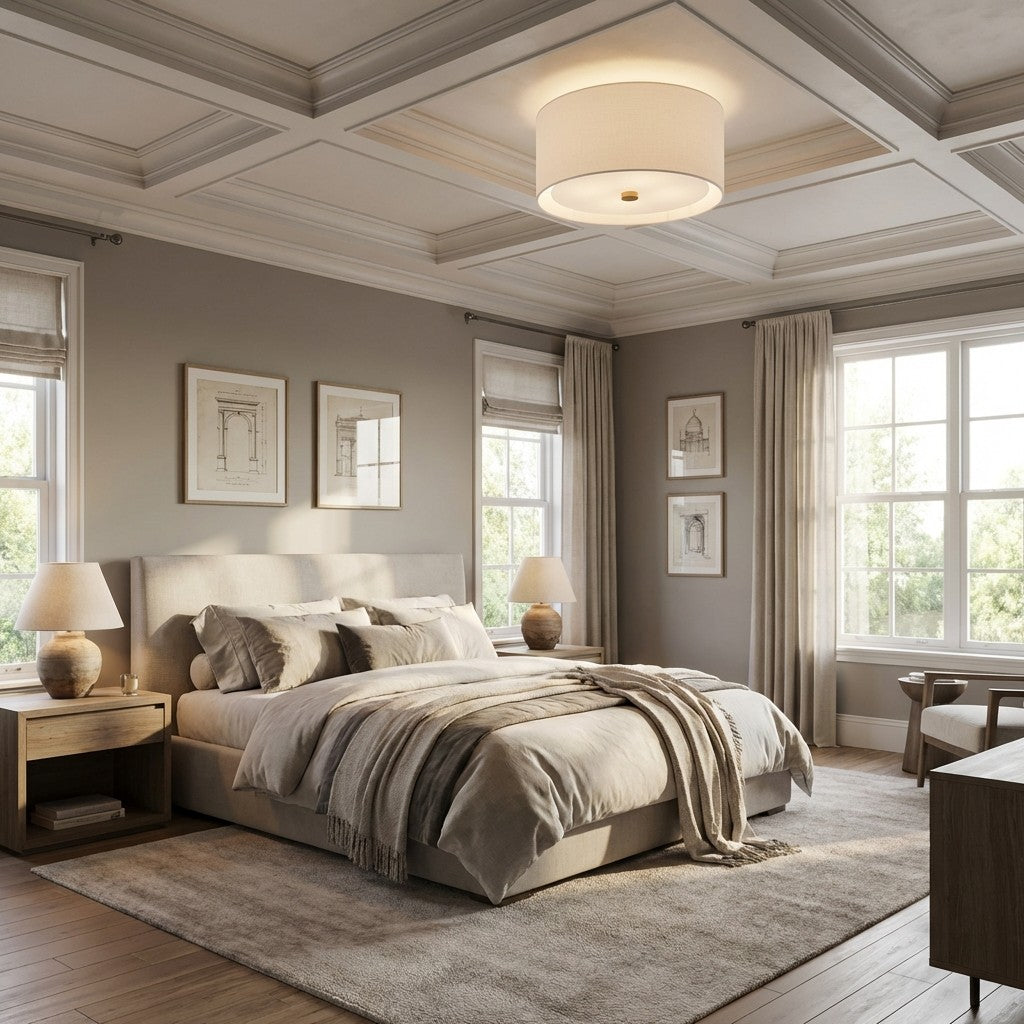 Linem Linen Flush Mount-Fullstarlighting