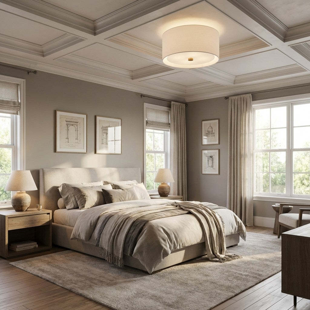 Linem Linen Flush Mount-Fullstarlighting