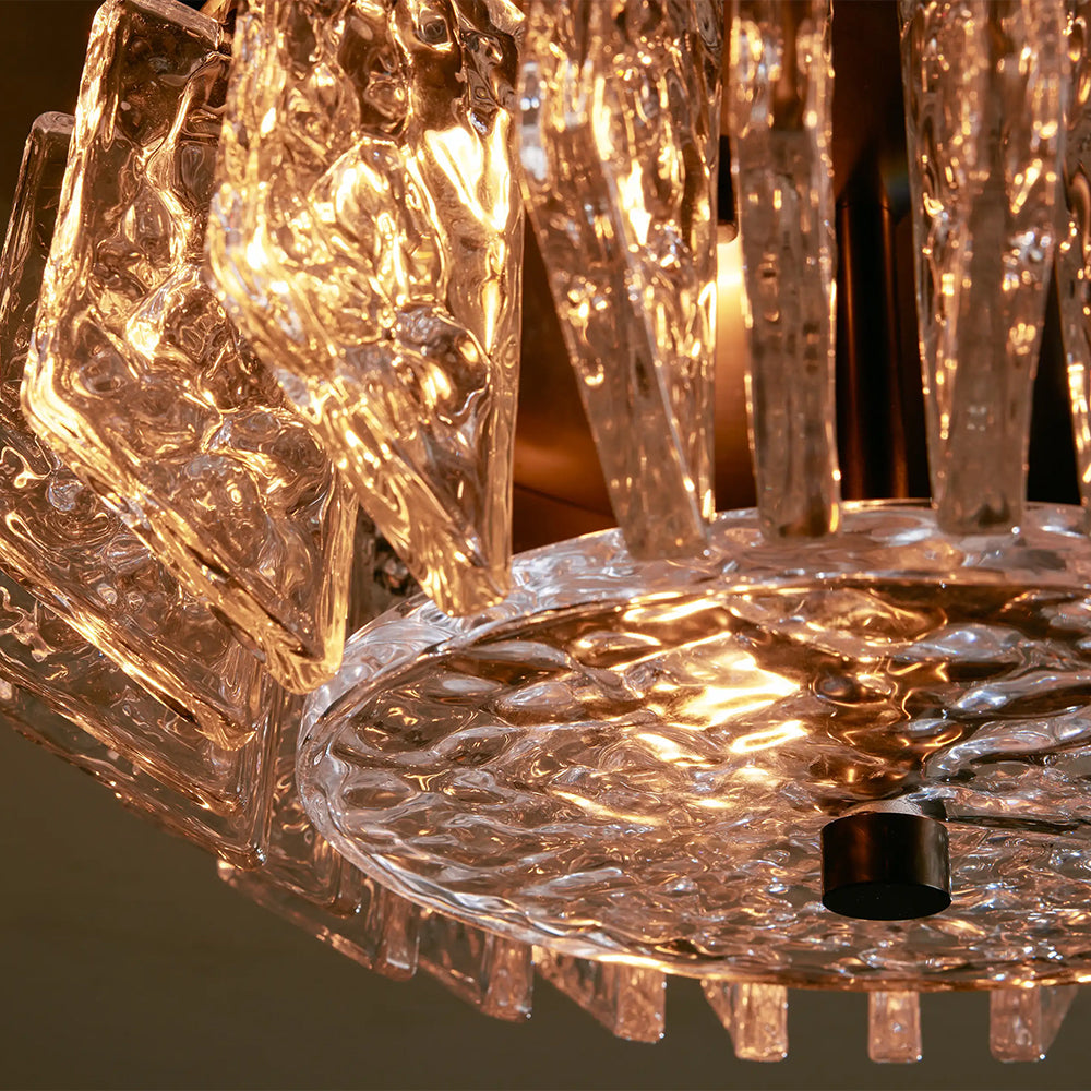 Liora Deco Brass Flush Mount with Textured Glass Panels-Fullstarlighting