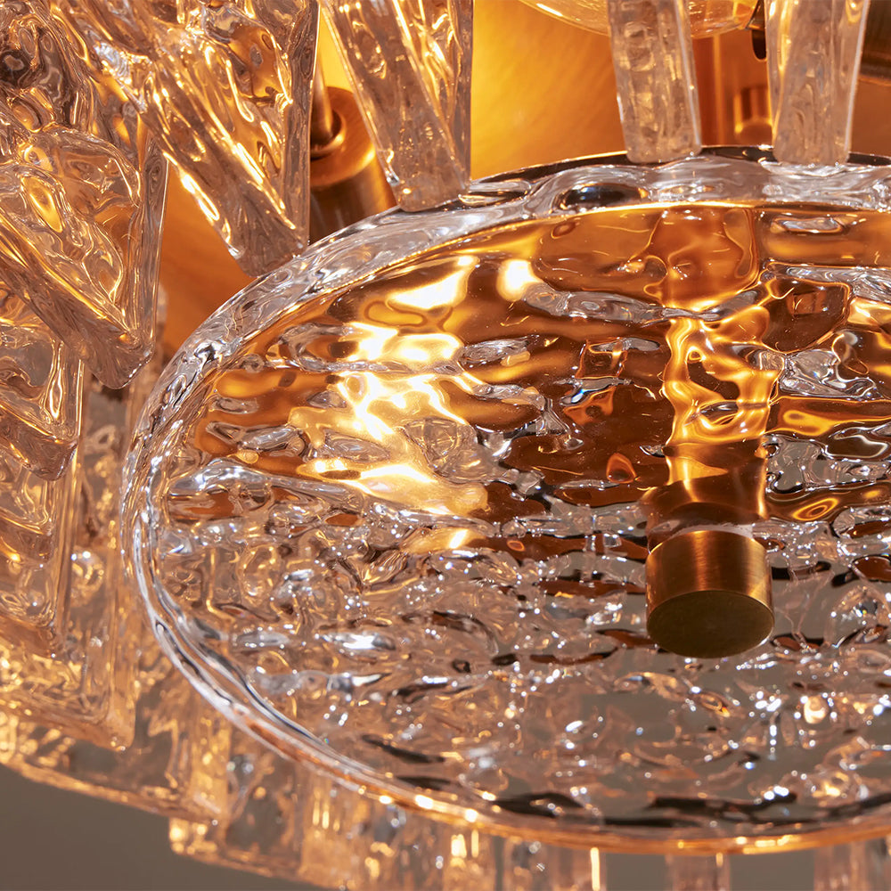Liora Deco Brass Flush Mount with Textured Glass Panels-Fullstarlighting