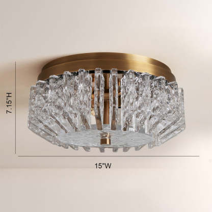 Liora Deco Brass Flush Mount with Textured Glass Panels-Fullstarlighting