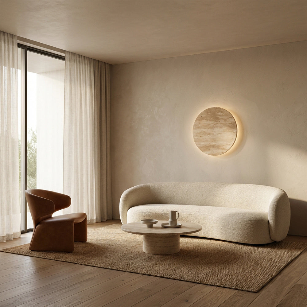 Lira Travertine Disc Outdoor Sconce-Fullstarlighting