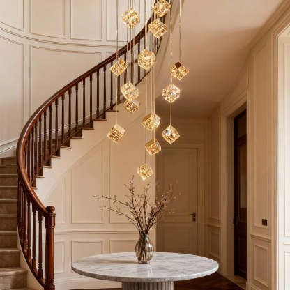 Magic Cube Crystal Staircase Chandelier-Fullstarlighting