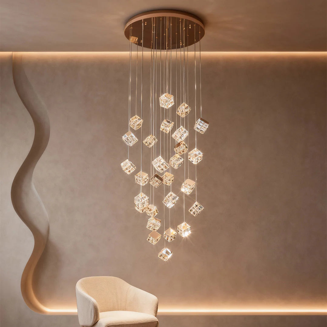 Magic Cube Crystal Staircase Chandelier-Fullstarlighting