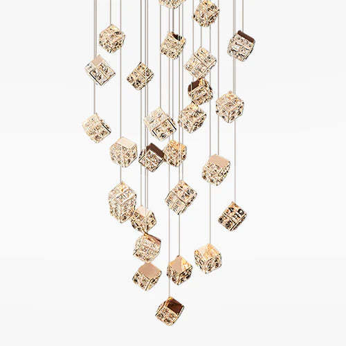 Magic Cube Crystal Staircase Chandelier-Fullstarlighting