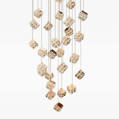 Magic Cube Crystal Staircase Chandelier-Fullstarlighting