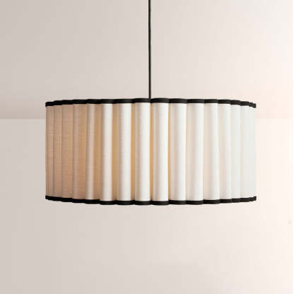 Mara Pleated Linen & Black Trim Pendant-Fullstarlighting