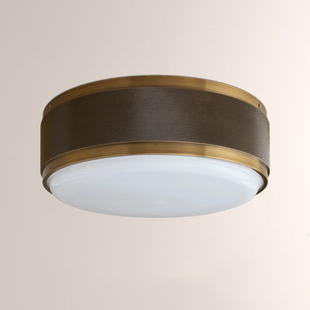 Marlow Perforated Metal Flush Mount with Milk Glass Diffuser-Fullstarlighting