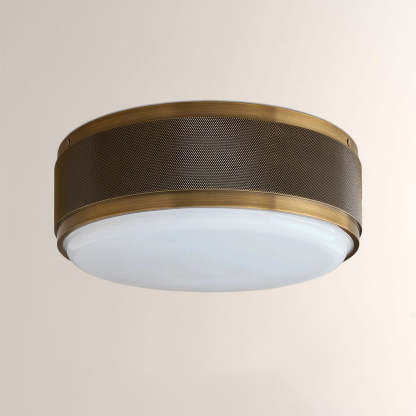 Marlow Perforated Metal Flush Mount with Milk Glass Diffuser-Fullstarlighting