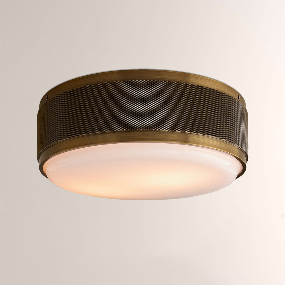 Marlow Perforated Metal Flush Mount with Milk Glass Diffuser-Fullstarlighting