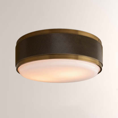 Marlow Perforated Metal Flush Mount with Milk Glass Diffuser-Fullstarlighting