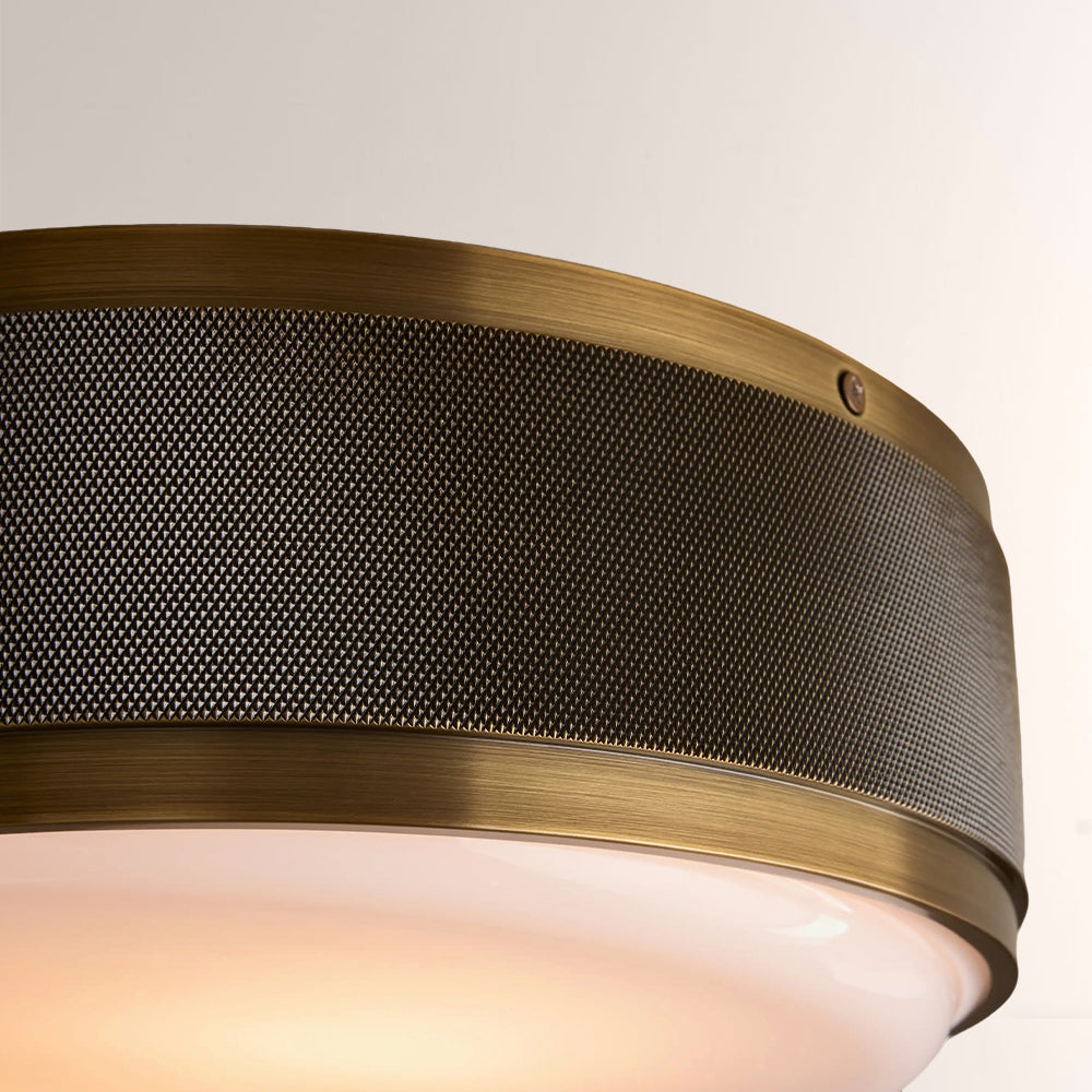 Marlow Perforated Metal Flush Mount with Milk Glass Diffuser-Fullstarlighting