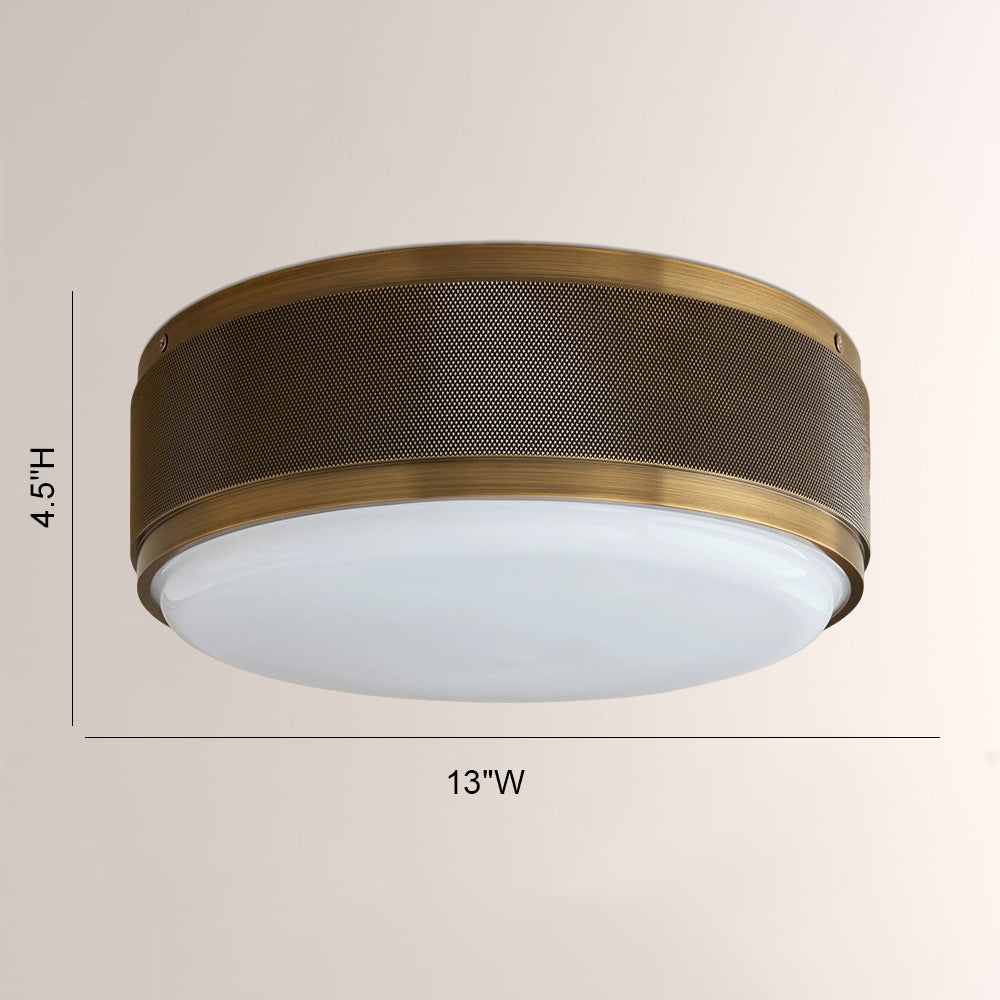 Marlow Perforated Metal Flush Mount with Milk Glass Diffuser-Fullstarlighting