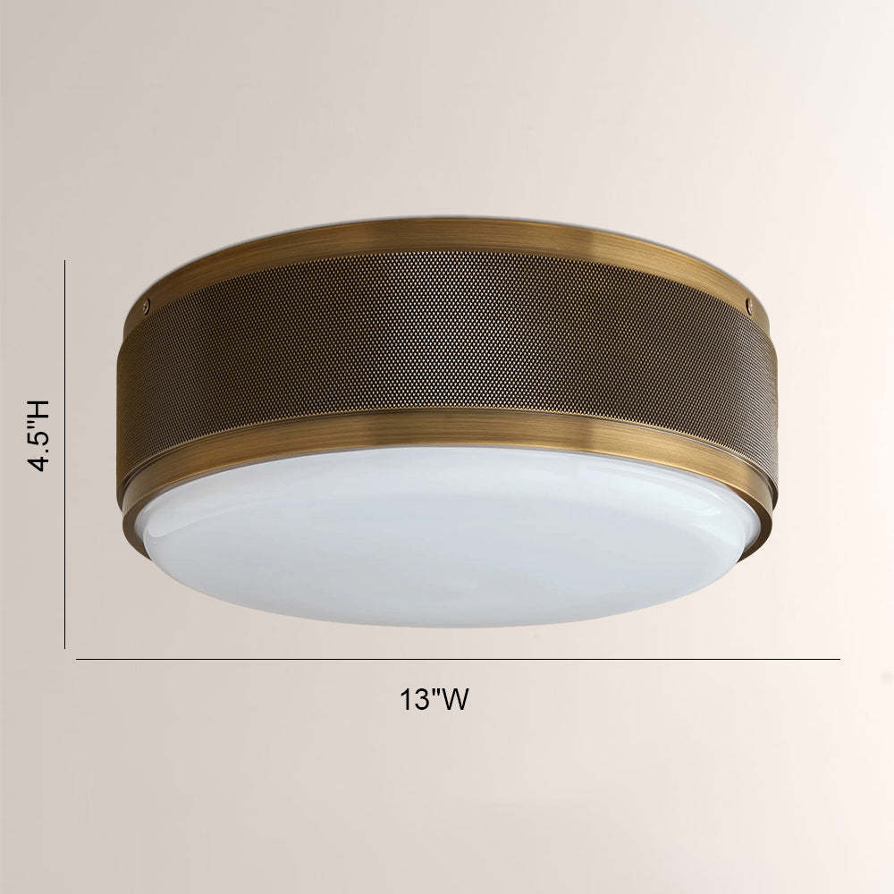 Marlow Perforated Metal Flush Mount with Milk Glass Diffuser-Fullstarlighting