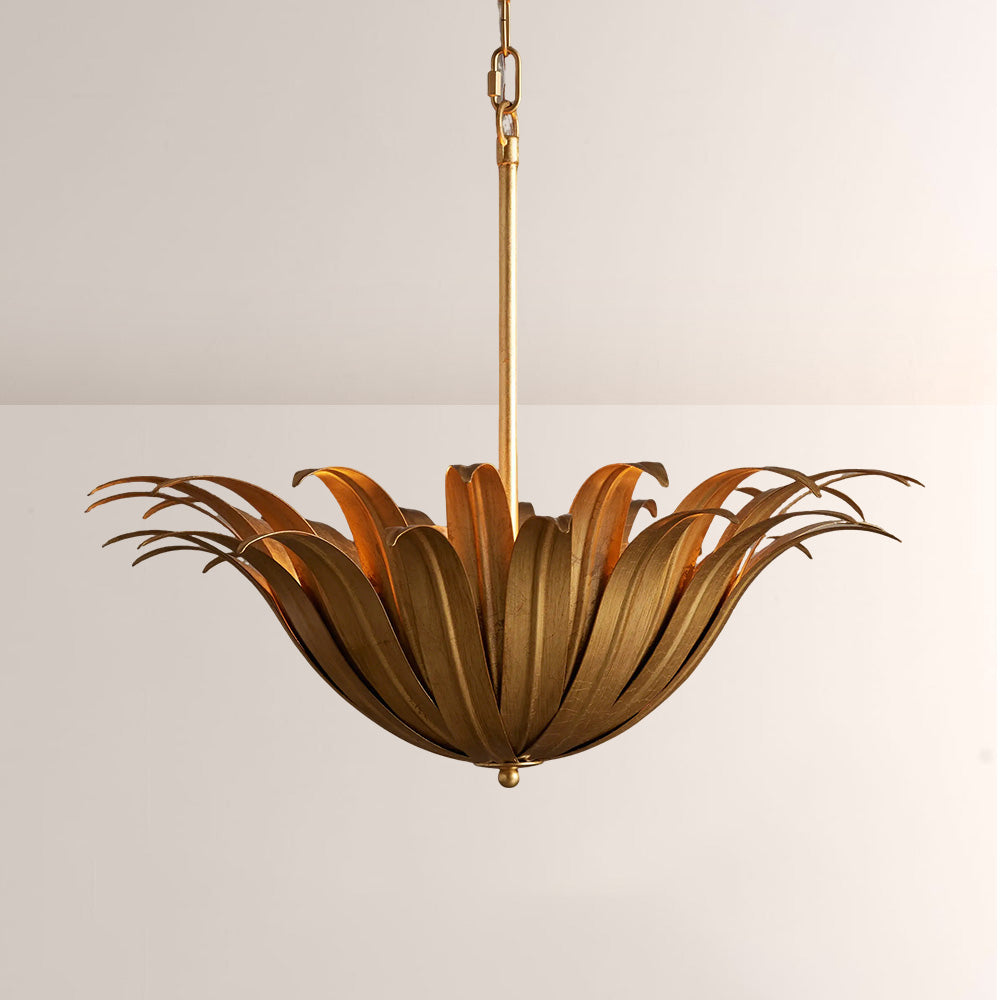 Matilde Palm Leaf & Brass Pendant-Fullstarlighting