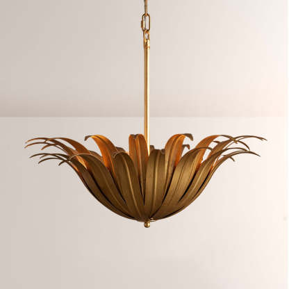 Matilde Palm Leaf & Brass Pendant-Fullstarlighting