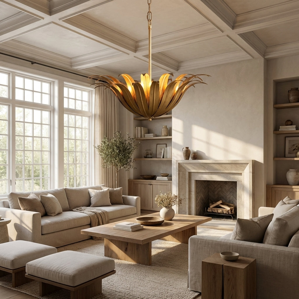 Matilde Palm Leaf & Brass Pendant-Fullstarlighting