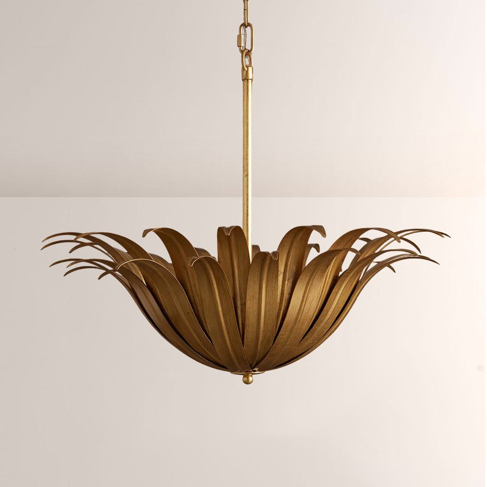 Matilde Palm Leaf & Brass Pendant-Fullstarlighting