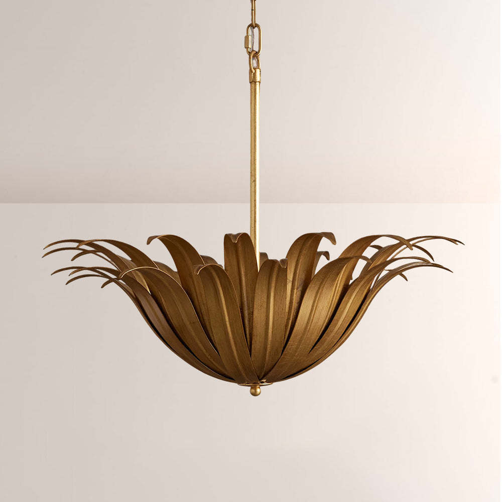 Matilde Palm Leaf & Brass Pendant-Fullstarlighting