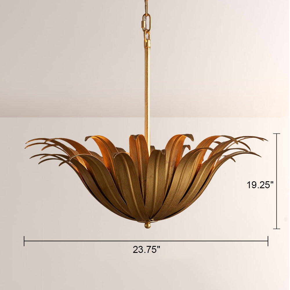 Matilde Palm Leaf & Brass Pendant-Fullstarlighting