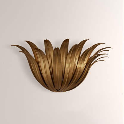 Matilde Palm Leaf & Brass Sconce-Fullstarlighting