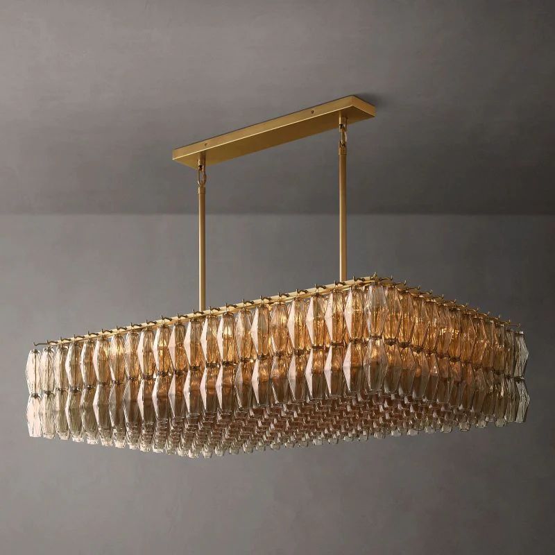 Merry Glass Rectangular Chandelier 54"